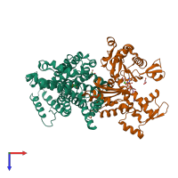 PDB entry 1lot coloured by chain, top view.