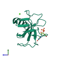 PDB entry 1loy coloured by chain, side view.