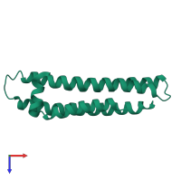 PDB entry 1lpe coloured by chain, top view.