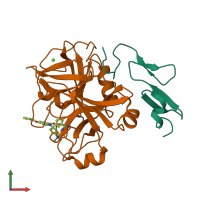 PDB entry 1lpg coloured by chain, front view.