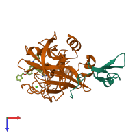 PDB entry 1lpg coloured by chain, top view.