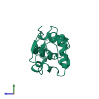 PDB entry 1lpi coloured by chain, side view.