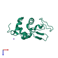 PDB entry 1lpi coloured by chain, top view.