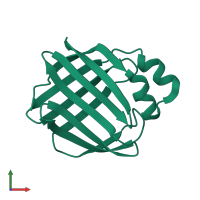 PDB entry 1lpj coloured by chain, front view.