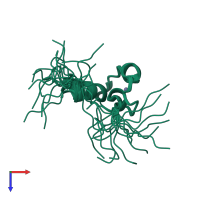 PDB entry 1lpv coloured by chain, ensemble of 18 models, top view.