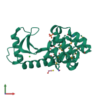 PDB entry 1lpy coloured by chain, front view.