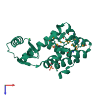 PDB entry 1lpy coloured by chain, top view.