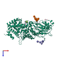 PDB entry 1lq2 coloured by chain, top view.