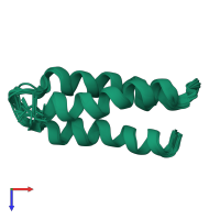 PDB entry 1lq7 coloured by chain, ensemble of 16 models, top view.