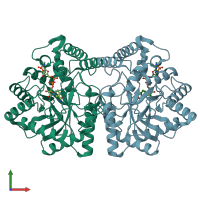 PDB entry 1lqa coloured by chain, front view.