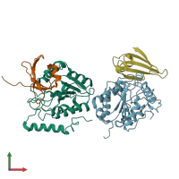 PDB entry 1lqg coloured by chain, front view.