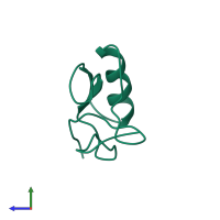 PDB entry 1lqh coloured by chain, side view.