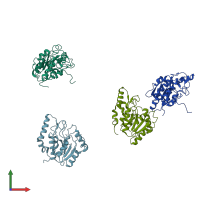 PDB entry 1lqj coloured by chain, front view.