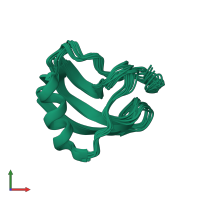 PDB entry 1lqq coloured by chain, ensemble of 15 models, front view.