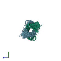 PDB entry 1lr1 coloured by chain, ensemble of 20 models, side view.