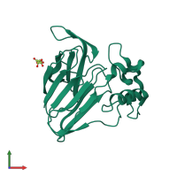 PDB entry 1lr3 coloured by chain, front view.