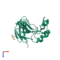 PDB entry 1lr3 coloured by chain, top view.