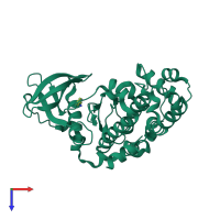 PDB entry 1lr4 coloured by chain, top view.