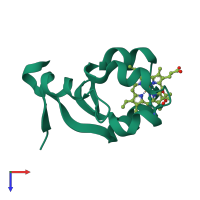 PDB entry 1lr6 coloured by chain, top view.