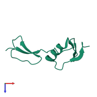 PDB entry 1lr9 coloured by chain, top view.