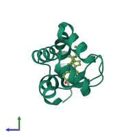 PDB entry 1lri coloured by chain, side view.