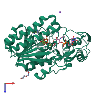 PDB entry 1lrj coloured by chain, top view.