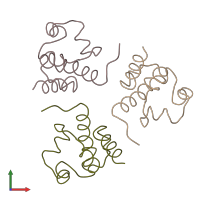 PDB entry 1lrp coloured by chain, front view.