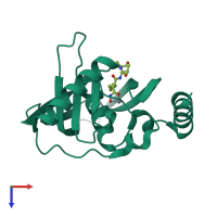 PDB entry 1lry coloured by chain, top view.