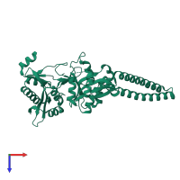 PDB entry 1lrz coloured by chain, top view.