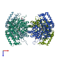 PDB entry 1ls3 coloured by chain, top view.