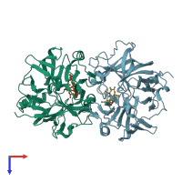 PDB entry 1ls5 coloured by chain, top view.