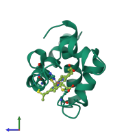 PDB entry 1ls9 coloured by chain, side view.