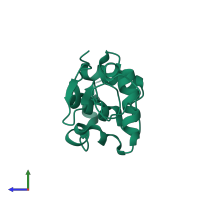 PDB entry 1lsa coloured by chain, side view.