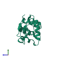 PDB entry 1lsc coloured by chain, side view.