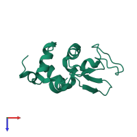 PDB entry 1lsd coloured by chain, top view.