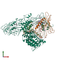 PDB entry 1lsh coloured by chain, front view.