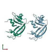 PDB entry 1lsq coloured by chain, front view.