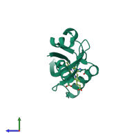 PDB entry 1lsw coloured by chain, side view.