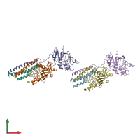 PDB entry 1lt9 coloured by chain, front view.