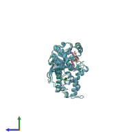 PDB entry 1lth coloured by chain, side view.