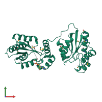 PDB entry 1ltq coloured by chain, front view.