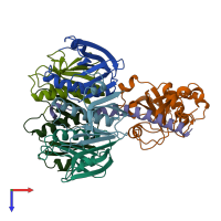 PDB entry 1lts coloured by chain, top view.