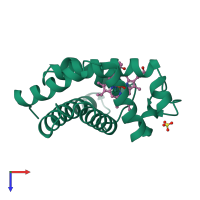 PDB entry 1ltw coloured by chain, top view.