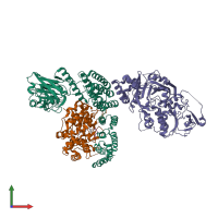 PDB entry 1ltx coloured by chain, front view.