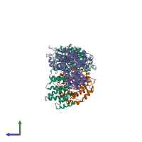 PDB entry 1ltx coloured by chain, side view.