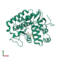 PDB entry 1ltz coloured by chain, front view.