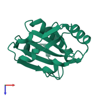 PDB entry 1lu4 coloured by chain, top view.