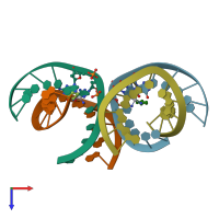 PDB entry 1lu5 coloured by chain, top view.
