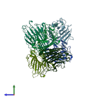 PDB entry 1lul coloured by chain, side view.