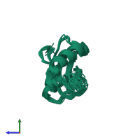 PDB entry 1lum coloured by chain, ensemble of 20 models, side view.